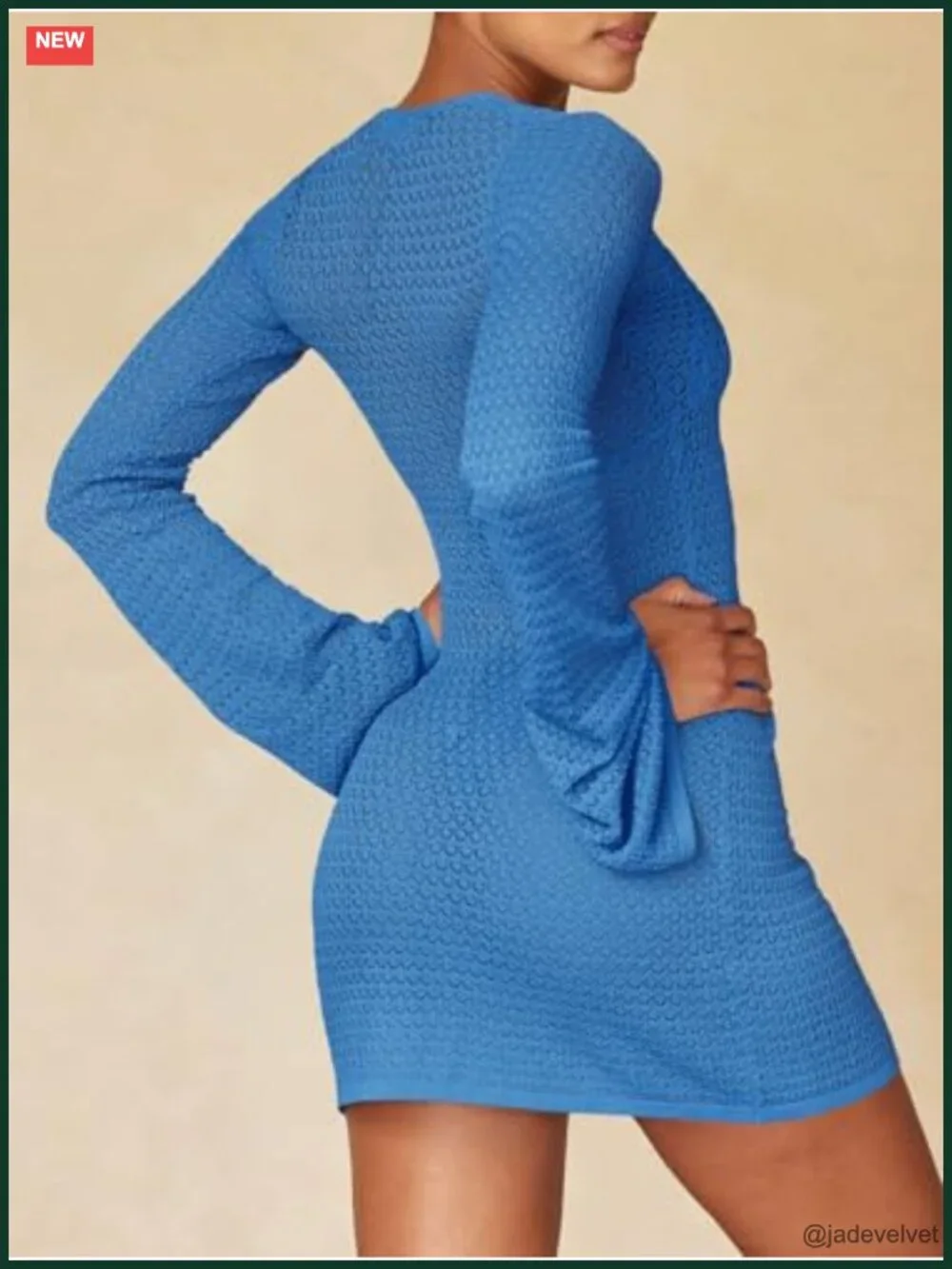 Crochet Swimsuit Cover Up Long Bell Sleeve V Neck Tie Mesh Knit Beach Dress